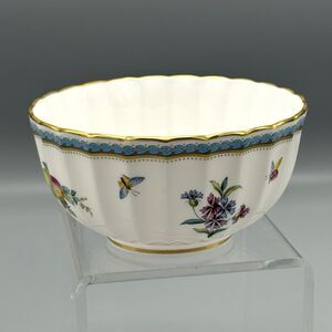 Spode Fine Bone China Trapnell Cranberry Bowl England Disc Blue Laurel Fruit